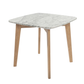 Gavia 19.5" Square Italian Carrara White Marble Side Table with Oak Legs By The Bianco Collection