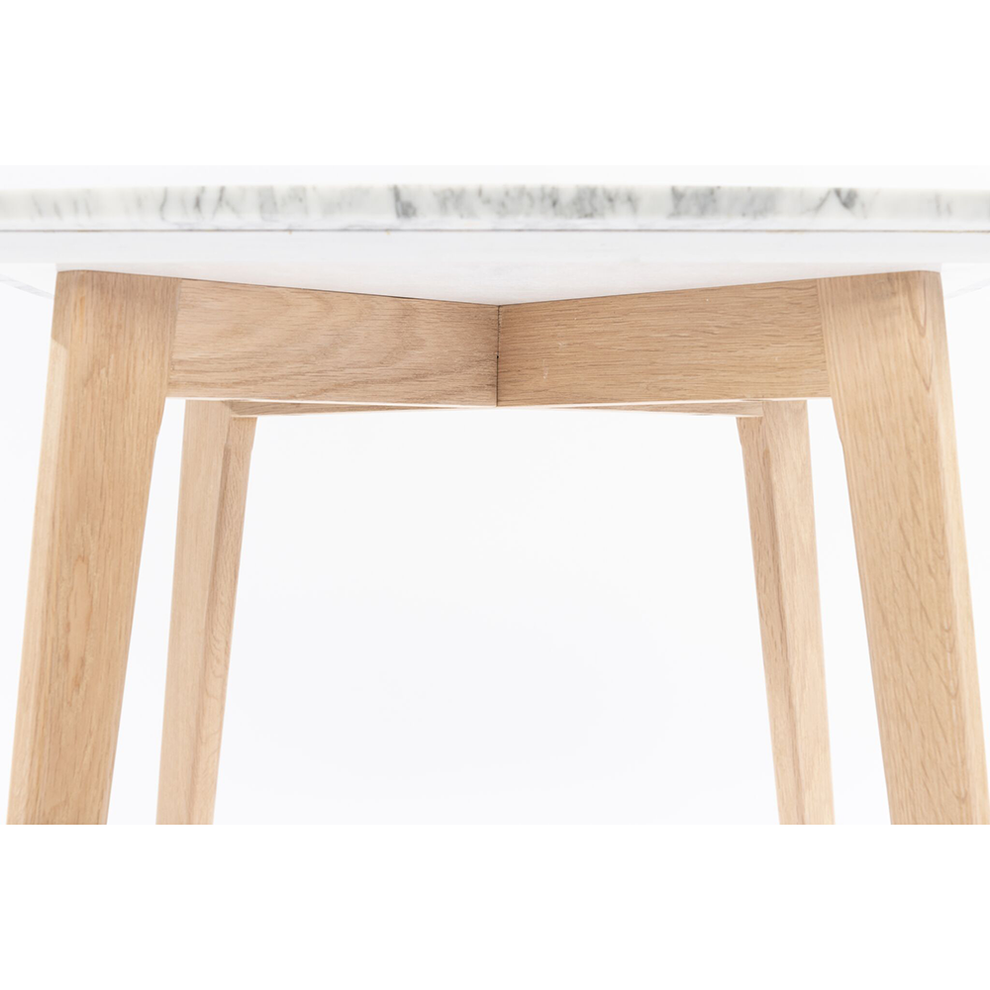 Gavia 19.5" Square Italian Carrara White Marble Side Table with Oak Legs By The Bianco Collection | Side Tables | Modishstore - 3