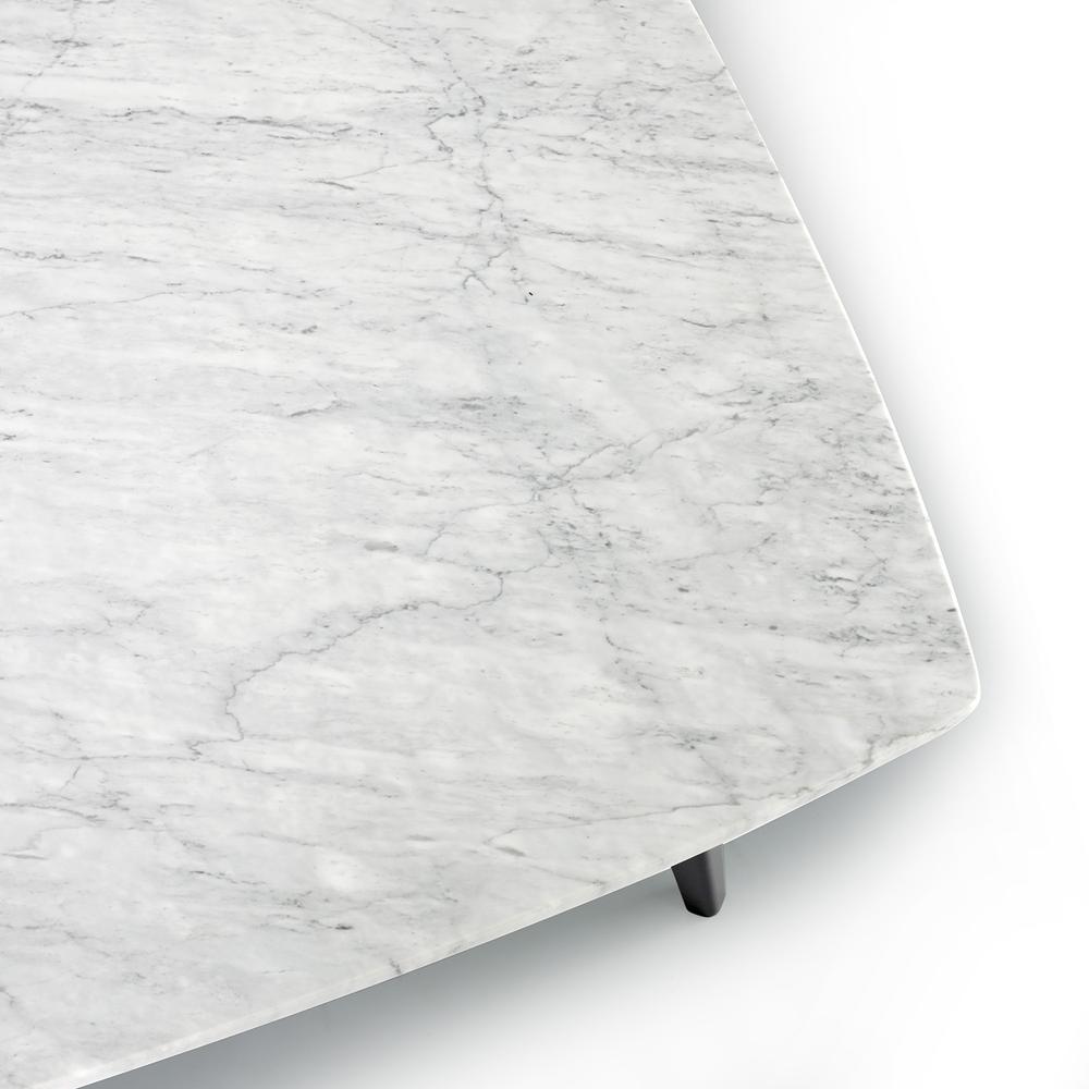 Prata 36" Square Italian Carrara White Marble Coffee Table with Metal Legs By The Bianco Collection