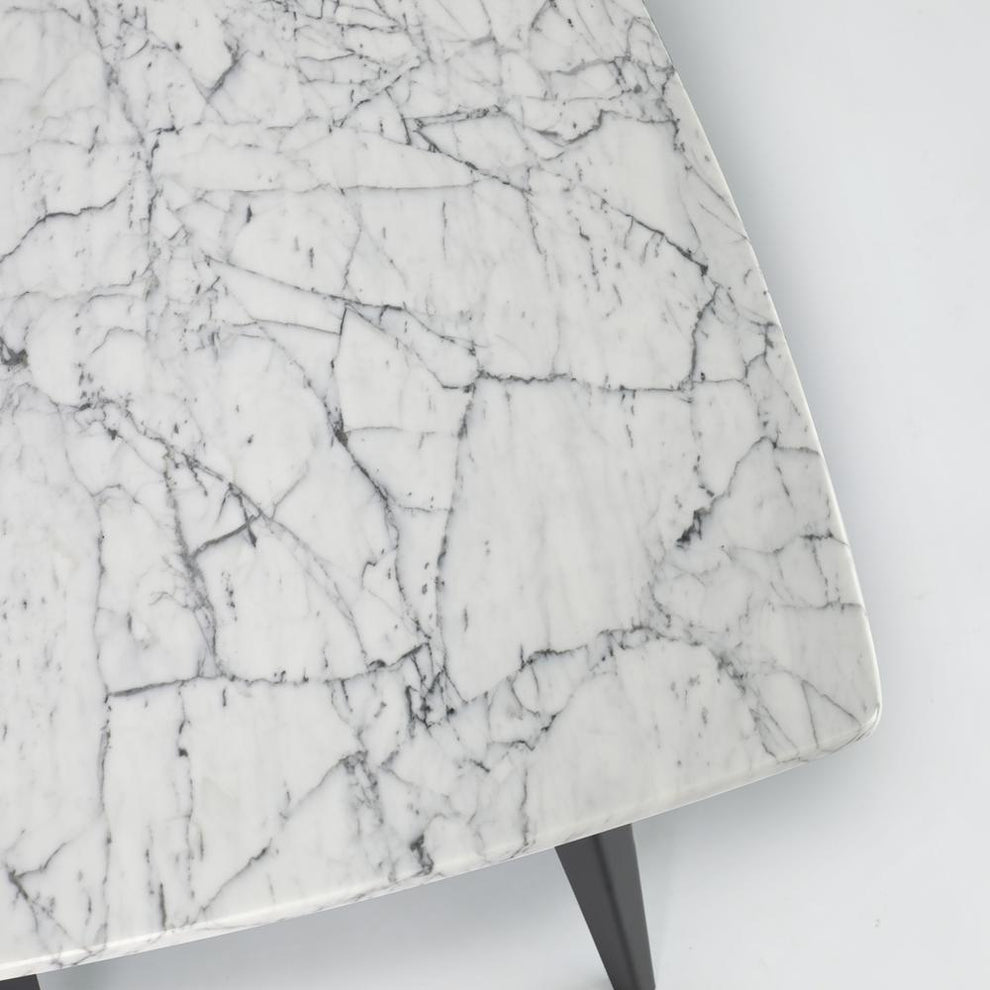 Soro 24" Square Italian Carrara White Marble Side Table with Metal Legs By The Bianco Collection | Side Tables | Modishstore - 5