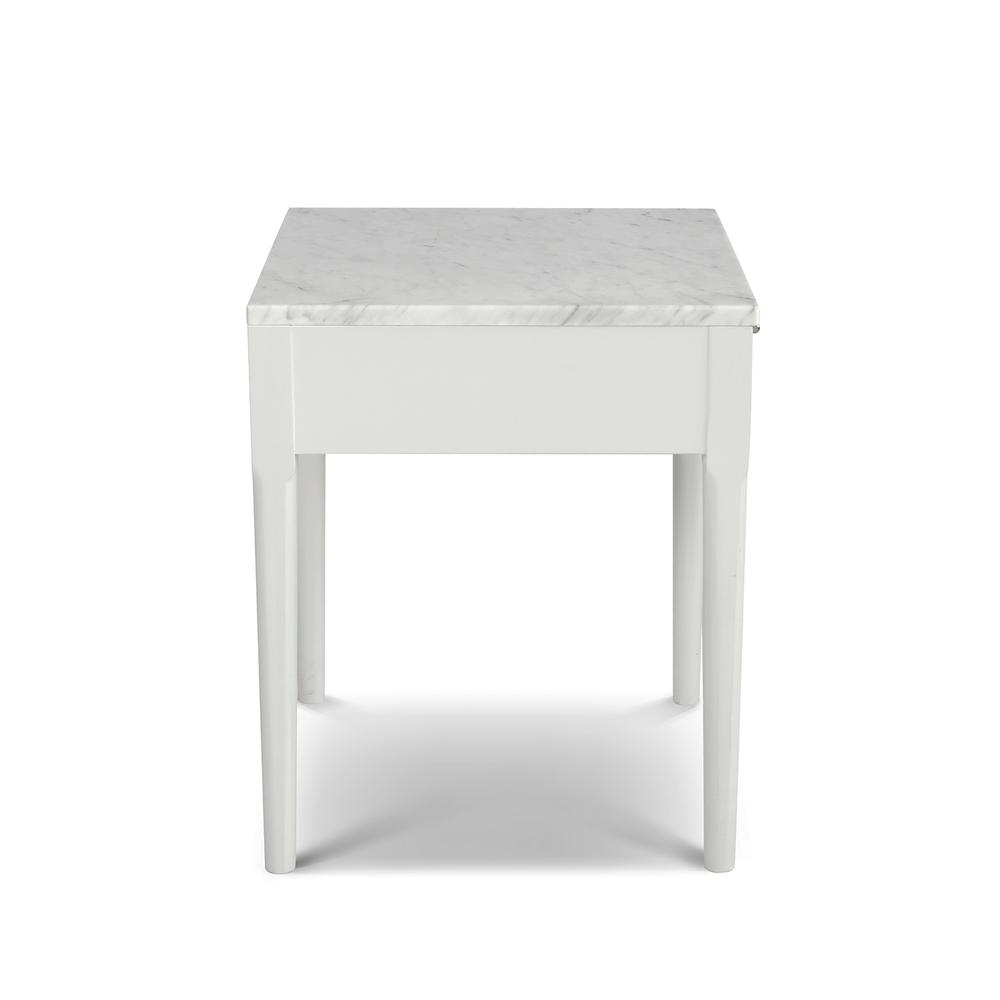 Alto 18" Square Italian Carrara White Marble Side Table with White Legs By The Bianco Collection | Side Tables | Modishstore - 6