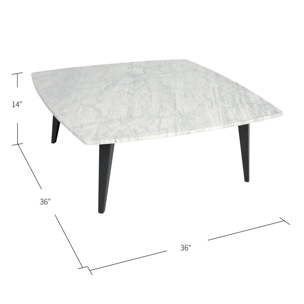 Prata 36" Square Italian Carrara White Marble Coffee Table with Metal Legs By The Bianco Collection | Coffee Tables | Modishstore - 4