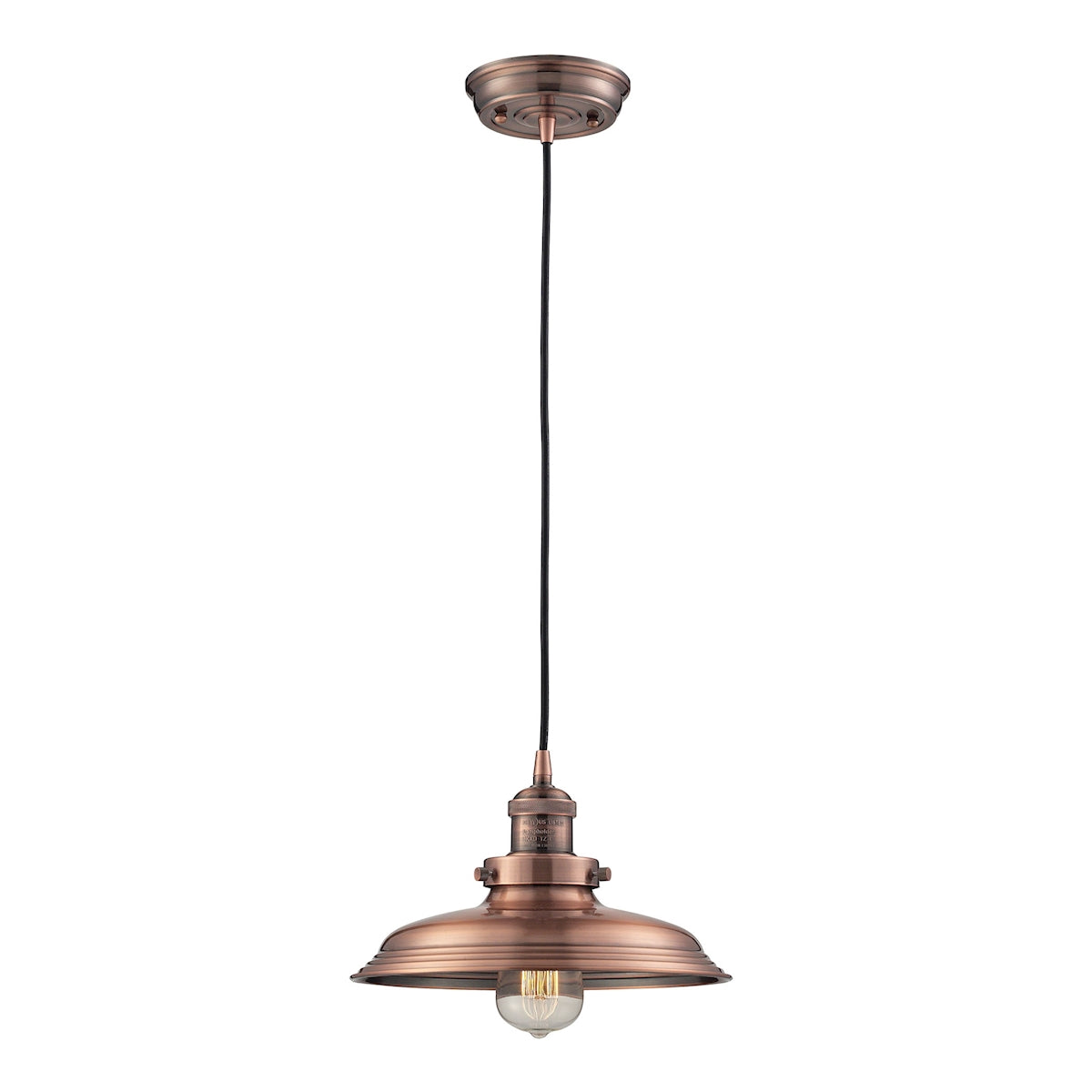 Newberry 1-Light Mini Pendant in Antique Copper with Matching Shade ELK Lighting | Pendant Lamps | Modishstore
