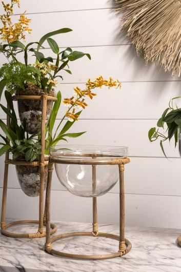 Teem Glass & Bamboo Plant Stand By Accent Decor | Planters, Troughs & Cachepots | Modishstore - 6