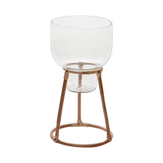 Teem Glass & Bamboo Plant Stand By Accent Decor | Planters, Troughs & Cachepots | Modishstore - 2