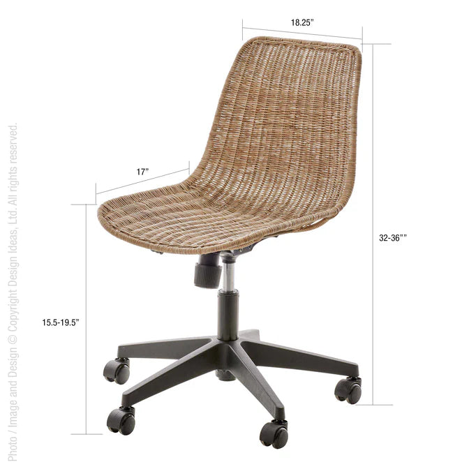 Ormond Task Chair-Natural By Texture Designideas | Office Chairs | Modishstore - 2