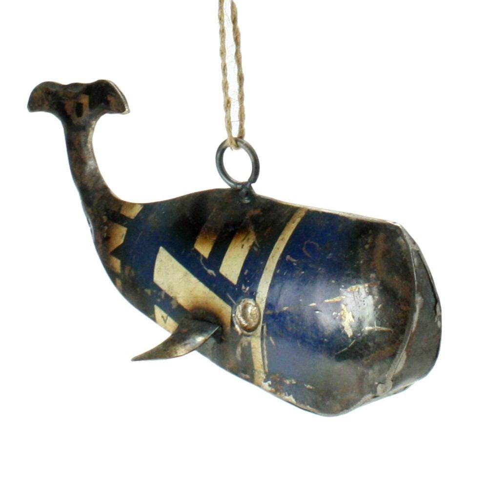 HomArt Reclaimed Metal Ornament - Whale - Set of 4-2