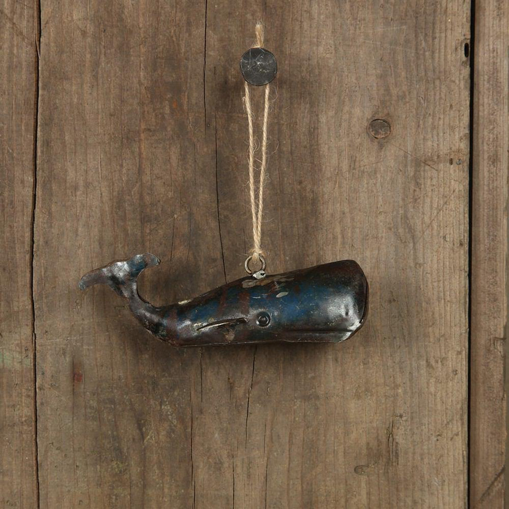 HomArt Reclaimed Metal Ornament - Whale - Set of 4-4