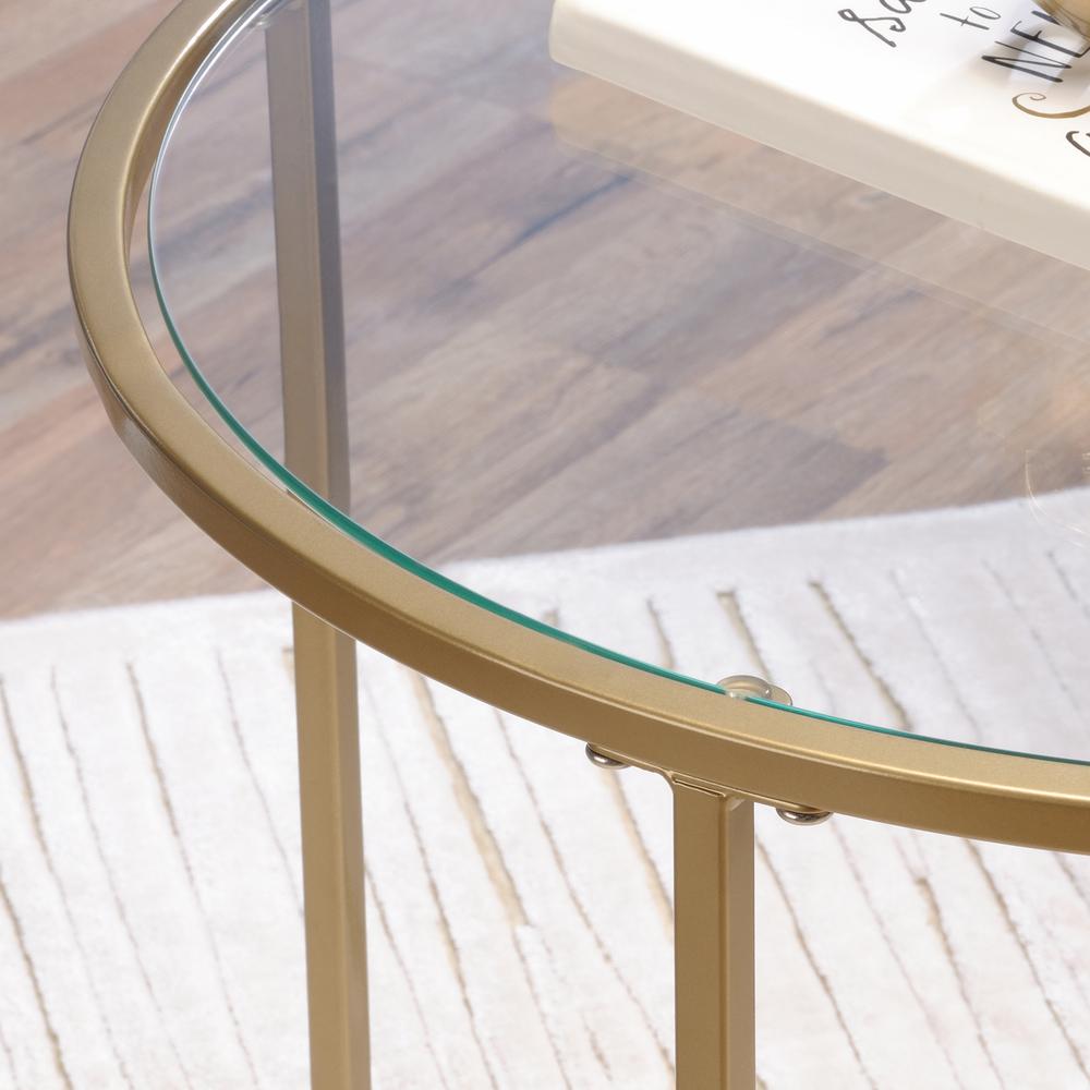Int Lux Side Table Round Satin Gold By Sauder | Desks | Modishstore - 4