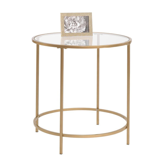 Int Lux Side Table Round Satin Gold By Sauder | Desks | Modishstore