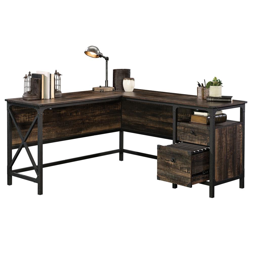 Steel River L-Desk, Carbon Oak By Sauder | Desks | Modishstore