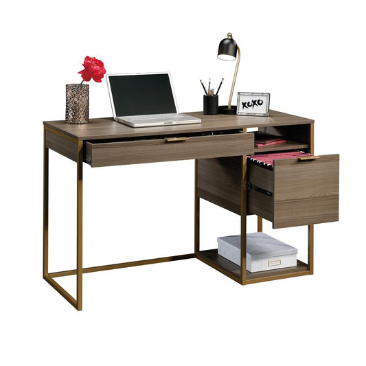 International Lux Single Ped Desk Gra By Sauder | Desks | Modishstore