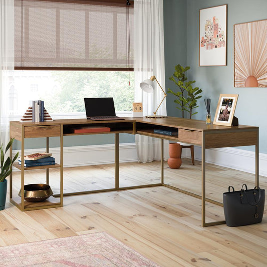 International Lux L-Desk Sindoori Mango By Sauder | Desks | Modishstore - 3