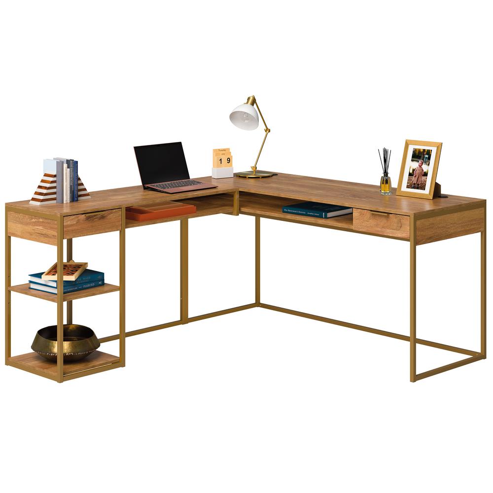 International Lux L-Desk Sindoori Mango By Sauder | Desks | Modishstore - 2