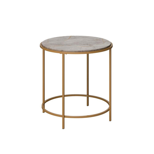 Int Lux Side Table Round Deco Stone By Sauder | Desks | Modishstore