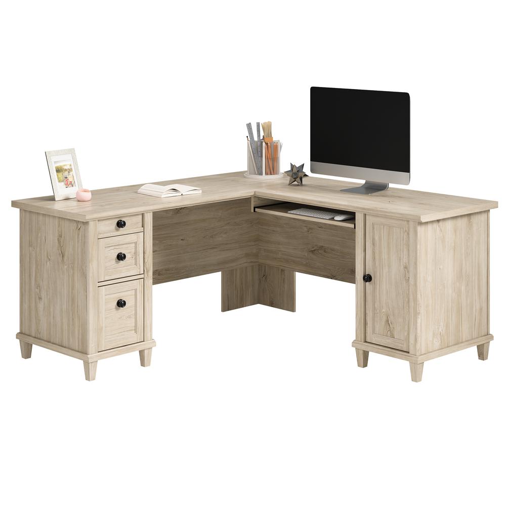 Hammond L-Shaped Desk Chalk Oak By Sauder | Desks | Modishstore - 3