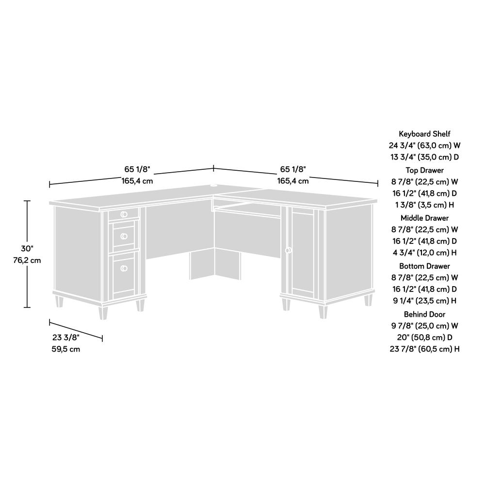 Hammond L-Shaped Desk Chalk Oak By Sauder | Desks | Modishstore - 5