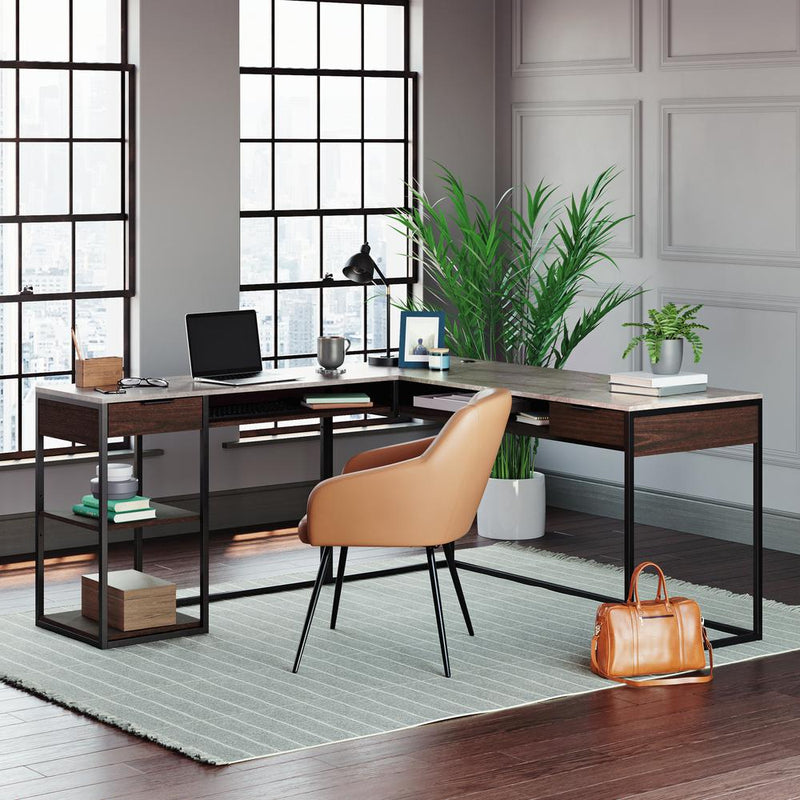 International Lux L-Desk Deco Stone By Sauder | Desks | Modishstore - 3