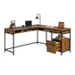 Iron City L Desk Checked Oak By Sauder | Desks | Modishstore - 2