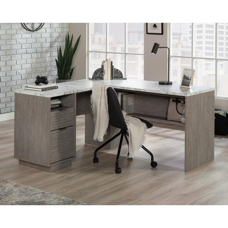 Contemporary L-Shaped Desk In Ashen Oak By Sauder | Desks | Modishstore