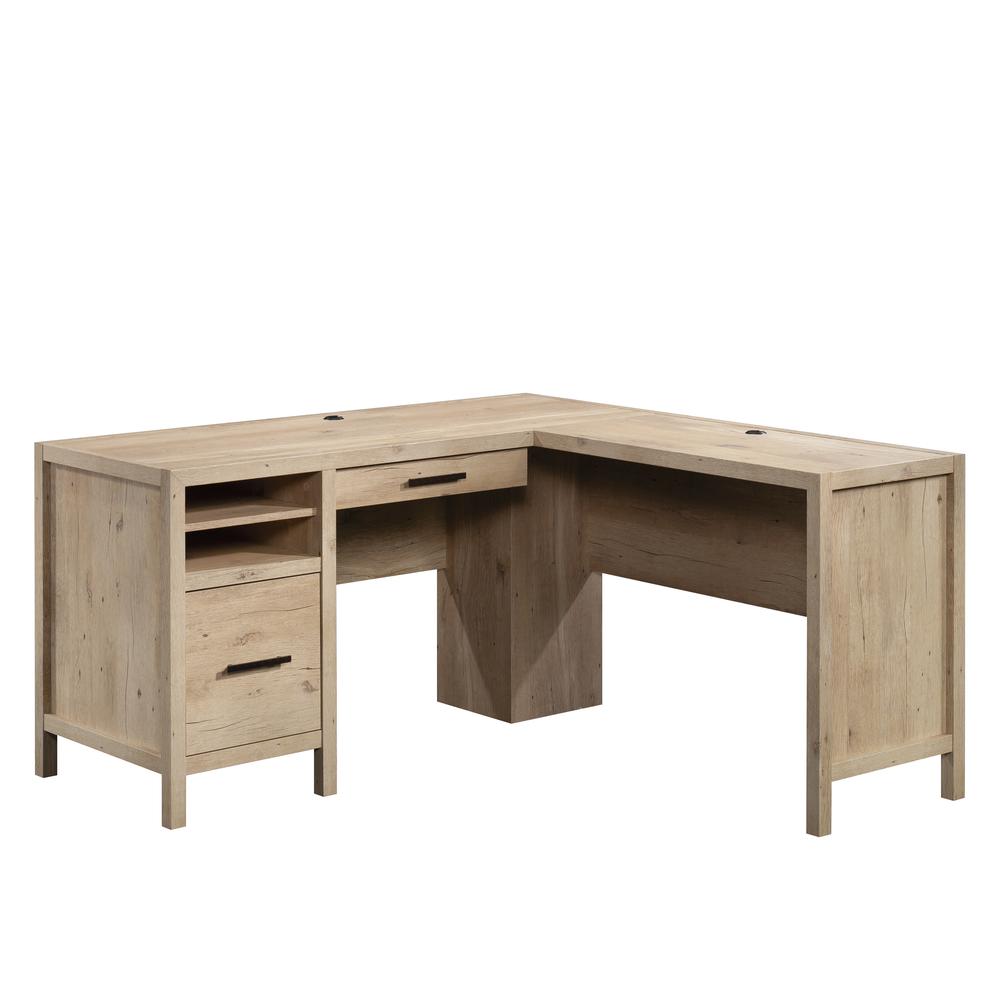 Pacific View L-Desk Prime Oak By Sauder | Desks | Modishstore - 2