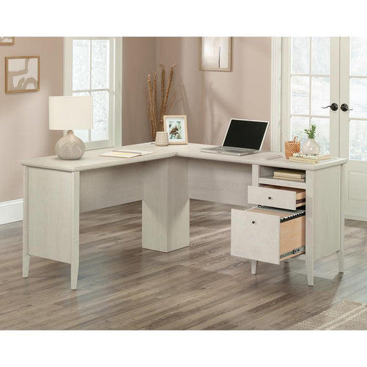 L-Shaped Desk With Drawers In Glacier Oak By Sauder | Desks | Modishstore