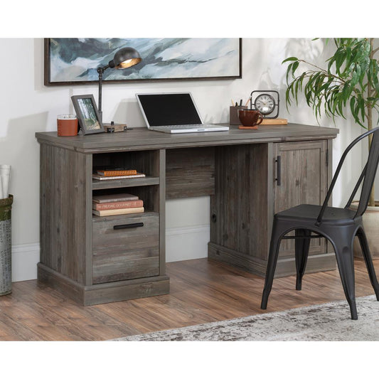 Double Ped Desk With Drawer In Pebble Pine By Sauder | Desks | Modishstore