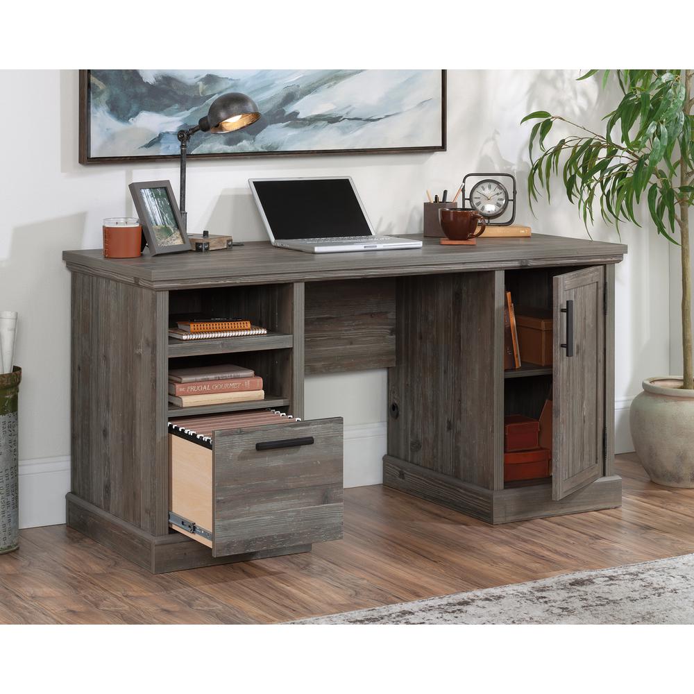 Double Ped Desk With Drawer In Pebble Pine By Sauder | Desks | Modishstore - 2