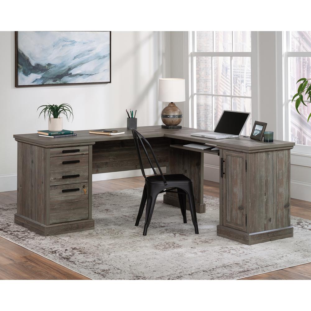 L-Shaped Home Office Desk In Pebble Pine By Sauder | Desks | Modishstore - 4