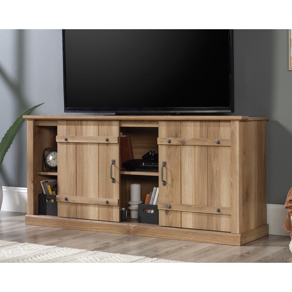 Tv Credenza With Sliding Doors In Timber Oak By Sauder | TV Stands | Modishstore - 3
