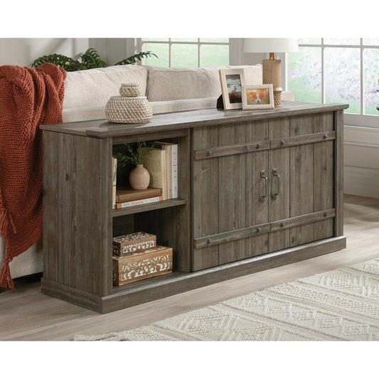 Tv Credenza With Sliding Doors In Pebble Pine By Sauder | TV Stands | Modishstore