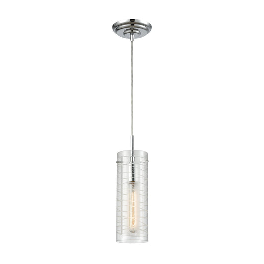 Swirl 1-Light Mini Pendant in Polished Chrome with Clear Etched Glass ELK Lighting | Pendant Lamps | Modishstore