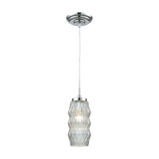 Zigzag 1-Light Mini Pendant in Polished Chrome with Clear Patterned Glass ELK Lighting | Pendant Lamps | Modishstore