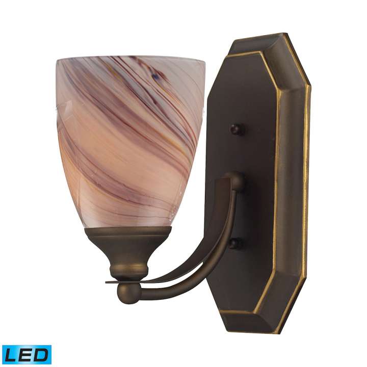 Mix-N-Match Vanity 1-Light Wall Lamp in Aged Bronze with Creme Glass - Includes LED Bulb | Vanity Light | Modishstore