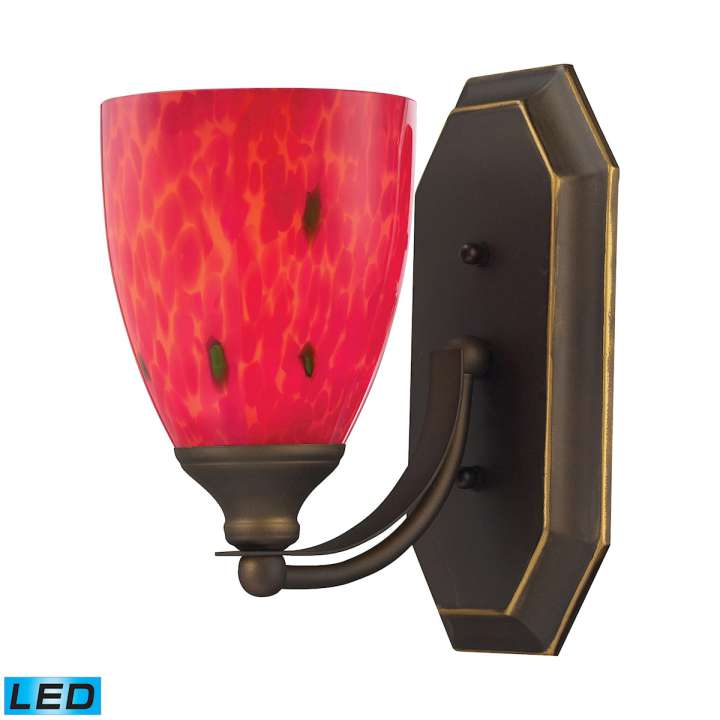 Mix-N-Match Vanity 1-Light Wall Lamp in Aged Bronze with Fire Red Glass - Includes LED Bulb | Vanity Light | Modishstore