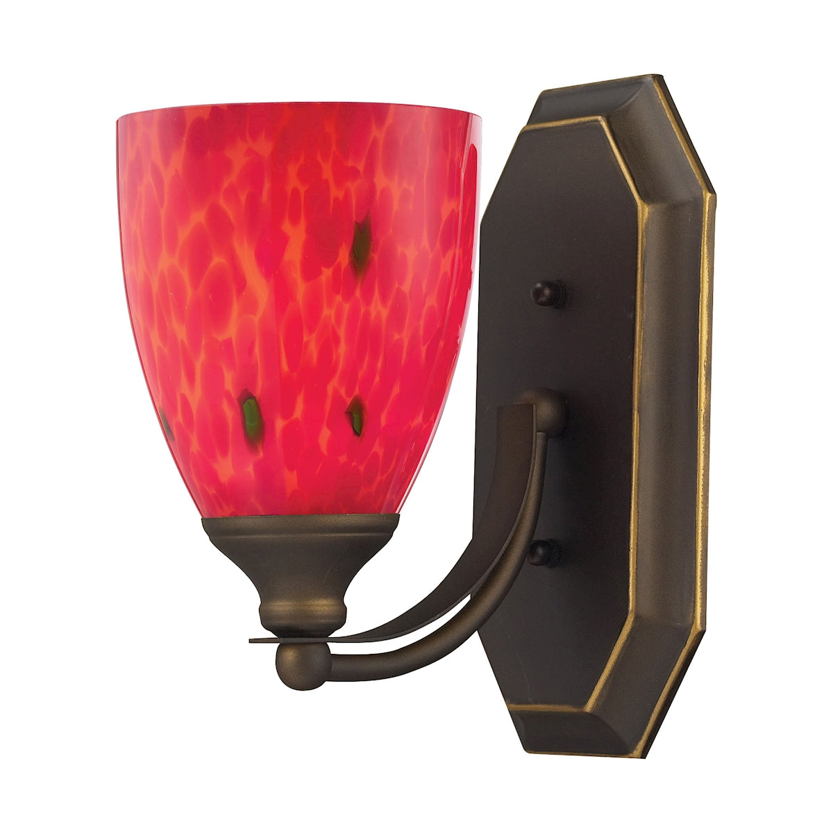 Mix-N-Match Vanity 1-Light Wall Lamp in Aged Bronze with Fire Red Glass ELK Lighting | Vanity Light | Modishstore