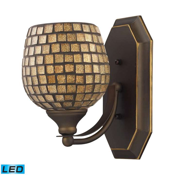 Mix-N-Match Vanity 1-Light Wall Lamp in Aged Bronze with Gold Leaf Glass - Includes LED Bulb | Vanity Light | Modishstore