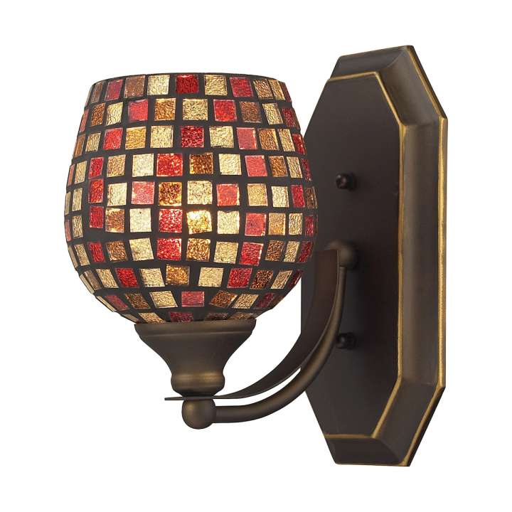 Mix-N-Match Vanity 1-Light Wall Lamp in Aged Bronze with Multi-colored Glass | Vanity Light | Modishstore