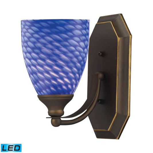 Mix-N-Match Vanity 1-Light Wall Lamp in Aged Bronze with Sapphire Glass - Includes LED Bulb | Vanity Light | Modishstore