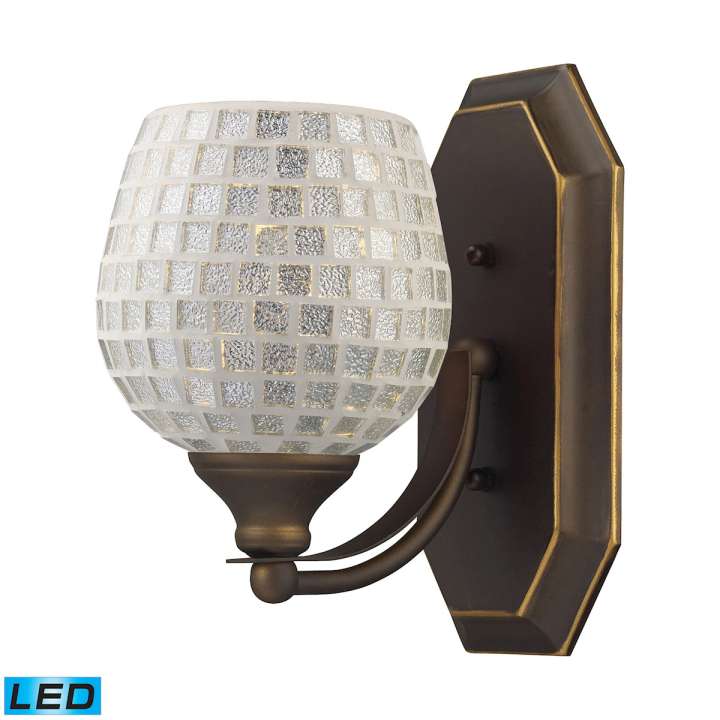 Mix-N-Match Vanity 1-Light Wall Lamp in Aged Bronze with Silver Glass - Includes LED Bulb | Vanity Light | Modishstore