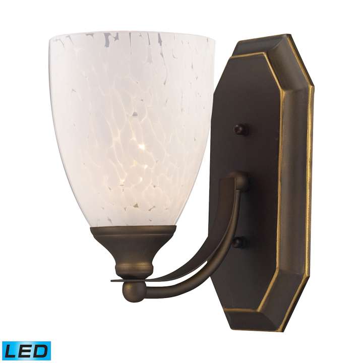 Mix-N-Match Vanity 1-Light Wall Lamp in Aged Bronze with Snow White Glass - Includes LED Bulb | Vanity Light | Modishstore