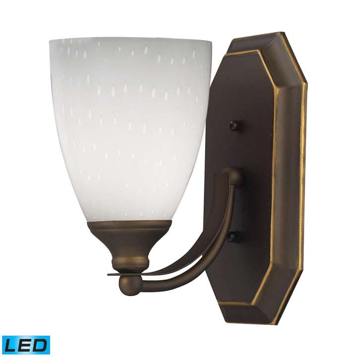Mix-N-Match Vanity 1-Light Wall Lamp in Aged Bronze with Simple White Glass - Includes LED Bulb | Vanity Light | Modishstore
