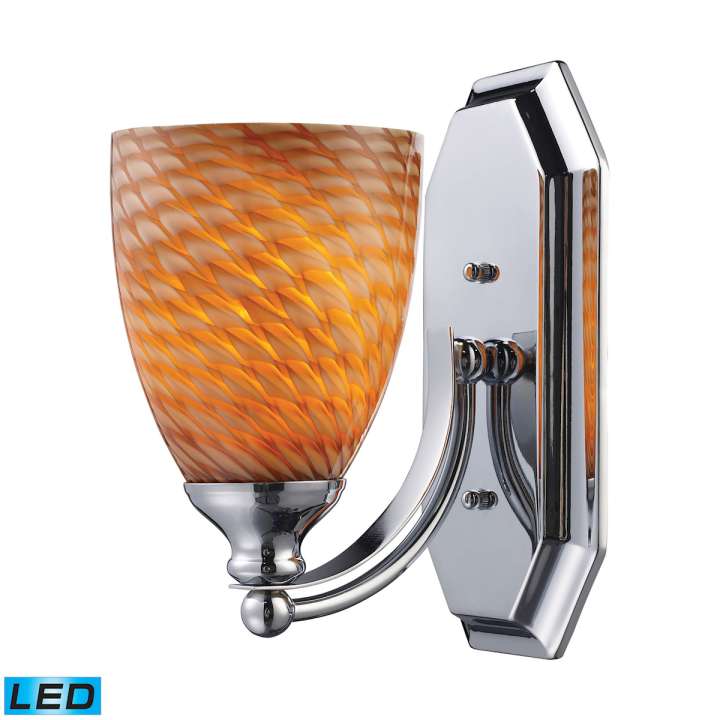 Mix and Match Vanity 1-Light Wall Lamp in Chrome with Cocoa Glass - Includes LED Bulb | Vanity Light | Modishstore