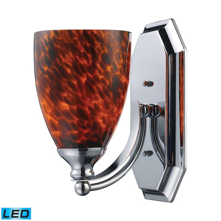 Mix and Match Vanity 1-Light Wall Lamp in Chrome with Espresso Glass - Includes LED Bulb | Vanity Light | Modishstore