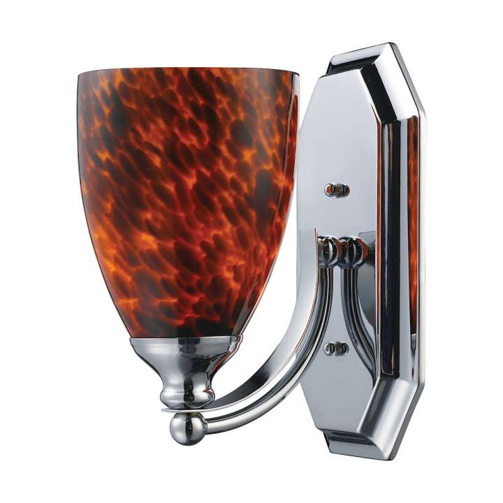 Mix and Match Vanity 1-Light Wall Lamp in Chrome with Espresso Glass | Vanity Light | Modishstore
