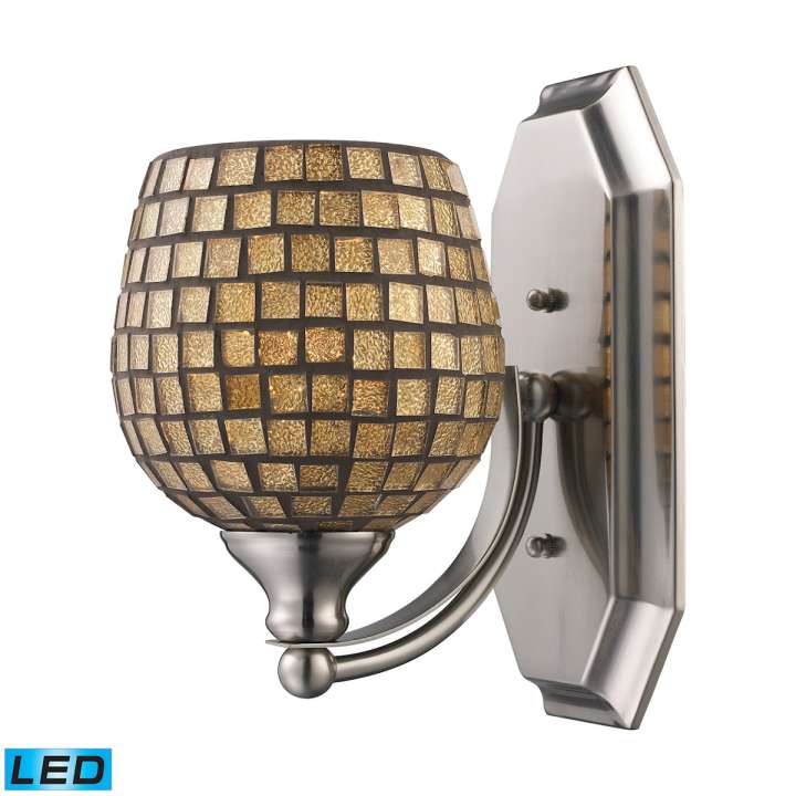 Mix and Match Vanity 1-Light Wall Lamp in Chrome with Gold Leaf Glass - Includes LED Bulb | Vanity Light | Modishstore