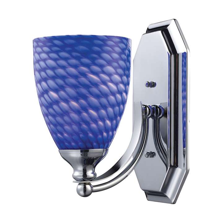Mix and Match Vanity 1-Light Wall Lamp in Chrome with Sapphire Glass | Vanity Light | Modishstore
