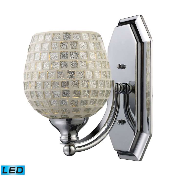 Mix and Match Vanity 1-Light Wall Lamp in Chrome with Silver Glass - Includes LED Bulb | Vanity Light | Modishstore