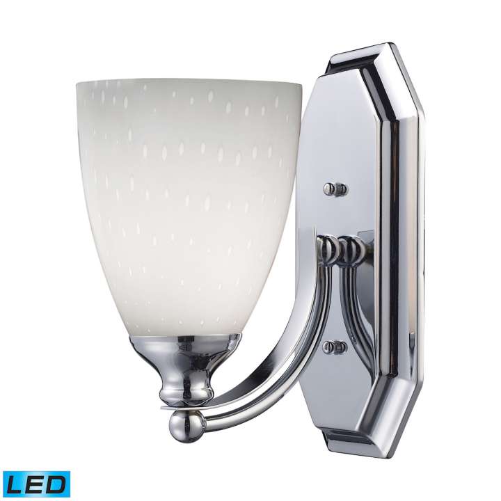 Mix and Match Vanity 1-Light Wall Lamp in Chrome with Simple White Glass - Includes LED Bulb | Vanity Light | Modishstore