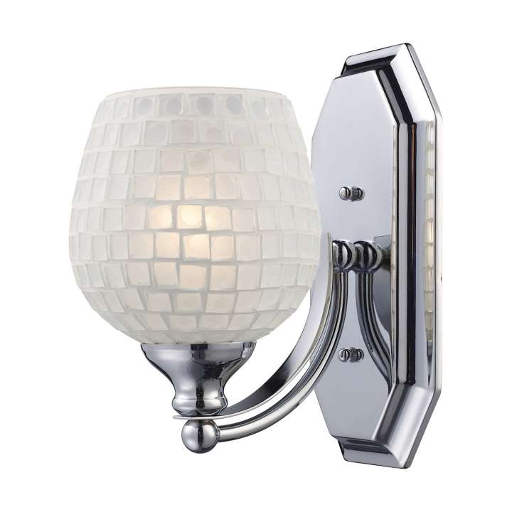 Mix and Match Vanity 1-Light Wall Lamp in Chrome with White Glass | Vanity Light | Modishstore